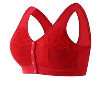 Jessmate Bra, Magic Comfort Front Closure Shapingbra, pizzo senza ferretto, reggiseno con chiusura a scatto, comodo comodo, Rosso, XXL