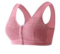Jessmate Bra, Magic Comfort Front Closure Shapingbra, pizzo senza ferretto, reggiseno con chiusura a scatto, comodo comodo, rosa, L