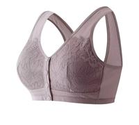 Jessmate Bra, Magic Comfort Front Closure Shapingbra, pizzo senza ferretto, reggiseno con chiusura a scatto, comodo comodo, Viola, 5XL