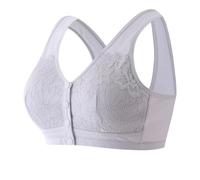 Jessmate Bra, Magic Comfort Front Closure Shapingbra, pizzo senza ferretto, reggiseno con chiusura a scatto, comodo comodo, Grigio chiaro, L