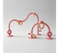 Jessruly Labirinto in silicone e legno per dentizione, giocattolo con perline per esplorazione sensoriale e sviluppo motorio fine (rosso)