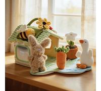 Jessruly Set di giocattoli sensoriali a forma di coniglio e anatra con casa portatile, giocattolo Montessori riempitivo per l'apprendimento precoce