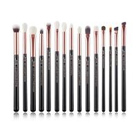 Jessup 15Pz Pennelli Trucco Professionale Set Occhi Trucco Pennello Ombretto Sfumature Manico in Legno Setole sintetiche-naturali Nero/Oro rosa T157