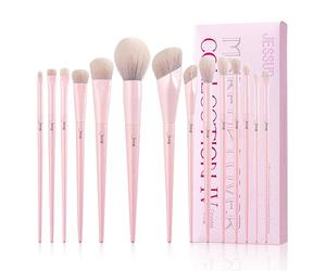 Jessup make up Rosa Set di pennelli per trucco 14 pezzi pennelli viso per fondotinta vegano premium correttore fard ombretto eyeliner in polvere evidenziatore T495
