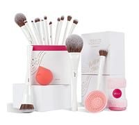 Jessup pennelli make up 14 pennelli trucco set pennelli make up kit regalo donna pennelli occhi ombretto polvere correttore fondotinta spugna detergente pennello trucco asciugamano bianco perla T333