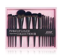 Jessup Pennelli Make Up Vegan 14pz Pennelli Trucco Nero Set Pennelli Trucco Polvere Fondazione Contorno Correttore Ombretto Piega Miscelare Eyeliner Confezione regalo T336-G