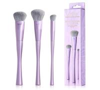 Jessup Pennelli Set 3 pennelli trucco viso, pennelli ultra morbidi e densi per fondotinta contouring cipria e fard fibre sintetiche di alta qualità viola lusso T513