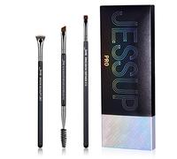 Jessup pennelli sopracciglia Set di pennelli trucco professionale 3 pezzi Set pennelli make up alta qualità Premium Nero Argento T326