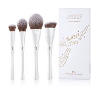 Jessup Pennelli trucco 4 pezzi Set pennelli trucco viso per fondotinta correttore fard contorno polvere evidenziatore, bianco perla T344
