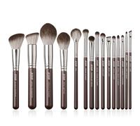 Jessup Pennelli trucco Pennelli Make Up 15Pz Set di pennelli trucco professionale Fondotinta polvere Definizione Sfumatura Linea Shimmer Brown T498