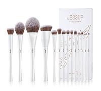 Jessup Pennelli Trucco Set 14 Pezzi Pennelli Trucco Premium Sintetico Fondotinta Correttore Fard Contorno Polvere Ombretto Pennello Per Sfumare, Bianco Perla T343