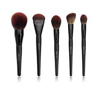 Jessup Pennelli trucco viso Pennelli make up Professionale 5 pz Pennello evidenziatore fondotinta sintetico premium polvere nero T273