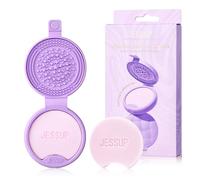 Jessup pulisci pennelli make up Tappetino pulente pennelli trucco silicone con 2 saponette solide, pulizia pennelli detergente strumento portatile pulizia spugne A013