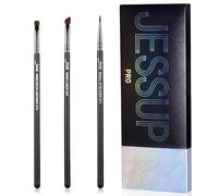 Jessup Set pennelli eyeliner, 3 pennelli eyeliner di precisione Pro Pennello eyeliner a punta piatta angolato in gel sottile, nero T346