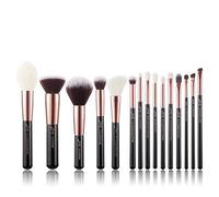 Jessup T160 Set professionale di 15 pennelli da trucco, oro rosa/nero, per fondotinta, cipria, definer, shader, liner