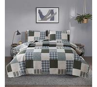 Jessy Home Set copriletto queen size set biancheria da letto copriletto leggero plaid patchwork biancheria da letto reversibile trapunta a righe stile trapunte da uomo copriletto morbido traspirante