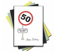 Jesting Jackass Divertente biglietto per il 50° compleanno Shit You've Hit Fifty Funny 50° compleanno cartello stradale biglietto figlio figlia migliore amico 50° compleanno festa biglietto C960