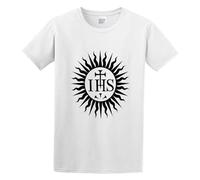 Jesuit Orden Symbol Jesus Society Katholische Religion Gott Christus Gr. Casual Round Neck T Shirt White L