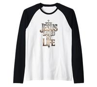 Jésus a sauvé ma Vie Croix audacieuse Chrétienne Maglia con Maniche Raglan