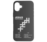 JESUS, Always The Answer - Christian Faith Crossword Puzzle Custodia per iPhone 16 Plus
