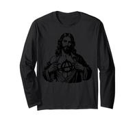 Jesus Anarchy Punk Rock, Gesù Cristo Anarchia segno, Dio tee Maglia a Manica