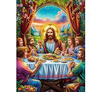 Jesus And Disciples at The Last Supper Rompicapo 300 Pezzi Cinque Terre Per Famiglie Cartone Spesso Senza Polvere Per Riunioni Familiari Da Passatempo Con Poster Incluso 300 PCS