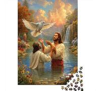 Jesus Baptism Puzzle in Pezzi Holy Spirit Dove Art 1000 Pezzi Carta Riciclata Per Donne, Regali Per Uomini Puzzle Per Adulti Divertente E Stimolante Gioco Familiare 38x26cm/1000pcs