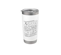 Jesus Changed My Life Ask Me How Bicchiere termico in acciaio inox doppia parete