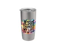 Jesus Changed My Life Ask Me How Bicchiere termico in acciaio inox doppia parete