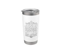 Jesus Changed My Life Ask Me How Bicchiere termico in acciaio inox doppia parete