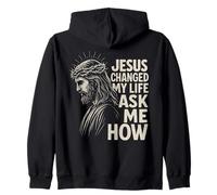 Jesus Changed My Life Ask Me How Christ Christian Faith Felpa con Cappuccio