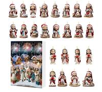 Jesus - Christian Advent Décor | Christmas Countdown Calendar, 24 Day Seasonal Acrylic Keepsake With 2D Flat Pendants For Living Room, Bedroom, Wall, Mantel, Fence, School Activity, Re