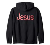 Jesus: Christian Faith Candy Cane Red & White Text Christmas Felpa con Cappuccio