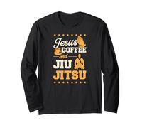 Jesus Coffee E Jiu Jitsu - Divertente Maestro BJJ Cristiano Maglia a Manica