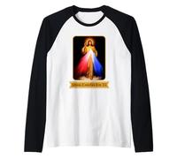 Jesús Confío En Ti Divine Misericordia Lingua Spagnola Cattolica Maglia con Maniche Raglan