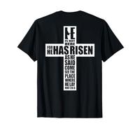 Jesus Cross Bless Bible MAT 28:6 Fede sulla paura ARTE SUL RETRO Maglietta