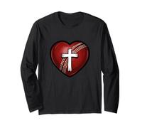 Jesus Cross in Baseball Heart Christian Sports Maglia a Manica
