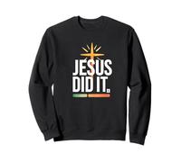 Jesus Did It, Bold Cross Retro Bars Christian Felpa