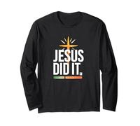 Jesus Did It, Bold Cross Retro Bars Christian Maglia a Manica