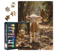 Jesus E Pecora Jigsaw Puzzle 1000 Pezzi per Adulti Divertente Difficile Pecora Jigsaw Puzzle Per Adulti Opera D'Arte Decorazione Gesù E Agnello Puzzle Per Famiglia Gioco Notte 50cmx70cm