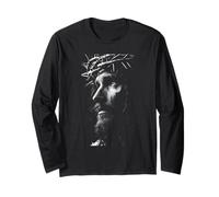 Jesus Face Crown of Thorns God Bible Christian Easter Maglia a Manica