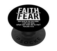 Jesus Faith Over Fear Black White Psalm 118:6 Christian God PopSockets PopGrip Adesivo