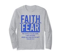Jesus Faith Over Fear Blue Psalms 118:6 Christian Scripture Maglia a Manica