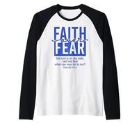 Jesus Faith Over Fear Blue Psalms 118:6 Christian Scripture Maglia con Maniche Raglan