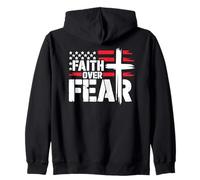 Jesus Faith Over Fear Flag Red Christian Cross Psalms 118:6 Felpa con Cappuccio