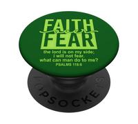 Jesus Faith Over Fear Green Psalms 118:6 Christian Scripture PopSockets PopGrip Adesivo