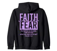 Jesus Faith Over Fear Purple Psalm 118:6 Christian Scripture Felpa con Cappuccio