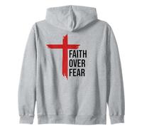 Jesus Faith Over Fear Red Christian Cross Bible Psalms 118:6 Felpa con Cappuccio
