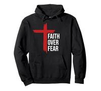 Jesus Faith Over Fear Red Christian Cross Psalms 118:6 Bible Felpa con Cappuccio