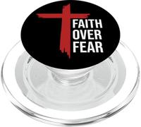 Jesus Faith Over Fear Red Christian Cross Psalms 118:6 Bible PopSockets PopGrip per MagSafe